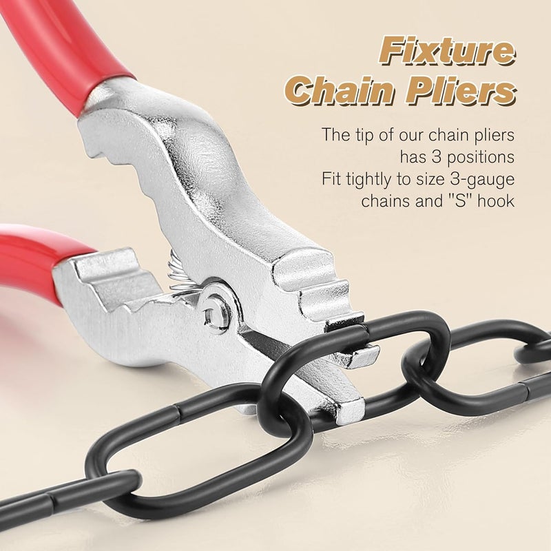Feekoon Chain Pliers, 7 Inch Fixture Link Pliers, Malleable Iron Chain Pincers, Opener Closer Remover Pincers, Light Link Tool with Rubber Grip for Chandelier Shackle Light Fixture Accessories, Red - Image 4
